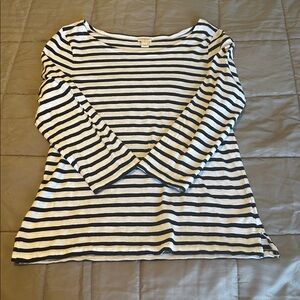 J. Crew Navy and White Striped Long Sleeve Top. Size medium.